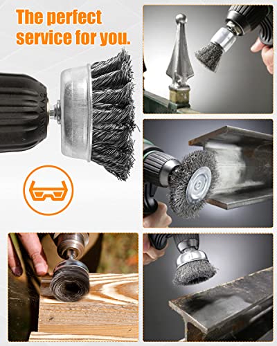 12Pcs Drill Wire Brush Attachments Set, Heavy Duty Wire Brush Wheel Drill - style: 12pcs(Twisted & Carbon Steel Wire)
