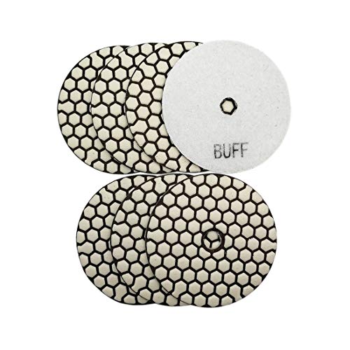 SHDIATOOL 7PCS 4-Inch Dry Diamond Polishing Pads White Buff for Granite - style: White buff