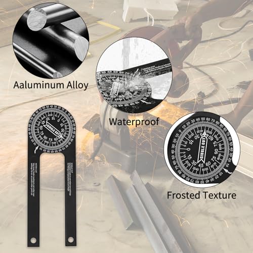 Aluminum Miter Saw Protractor，Angle Finder Tool，7-Inch Rust Proof | Angle Finder Featuring Precision Laser Engraved Scales (LX-230)，for Carpenters, Plumbers and All Building Trades
