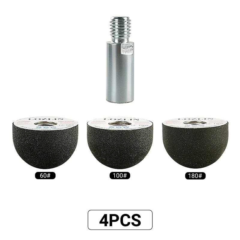 LOZLIN 4PCS Cylindrical Diamond Grinding Wheel Polishing Head Abrasive Sanding Wheel 50/100/200 Grit Angle Grinder Grinding Heads Matching Extensions (Round) - style: Round