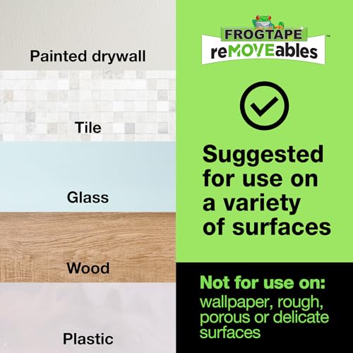 FrogTape reMOVEables Medium Picture Hanging Strips, 72 Pairs- 12lbs per 4 Pairs, Damage-Free Removeable Adhesive Wall Strips Picture Hangers for Mounting Frames, Canvas, Home Décor White (144 Pieces) - size: 72 Pairs, style: Medium