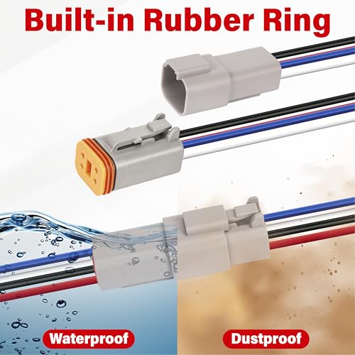 Deutsch DT 4 Pin Grey Male Female Wiring Harness Connector 2 Kits, 16 AWG - color: 2 Sets-Grey, size: 4Pin