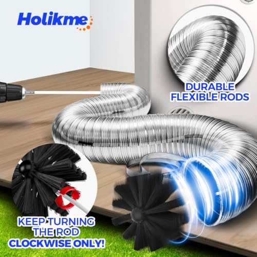 Holikme 16Ft Dryer Vent Cleaner Kit - Flexible Lint Brush for Deep Cleaning