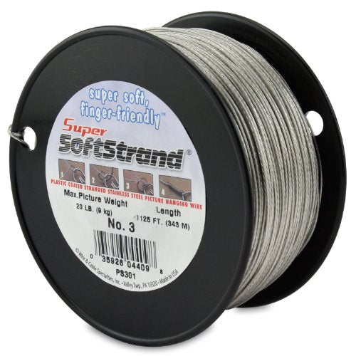 SuperSoftstrand Picture Hanging Wire - Shop Spool - 1125ft - #3, 20 lb - size: #3, 20 lb, style: Shop Spool