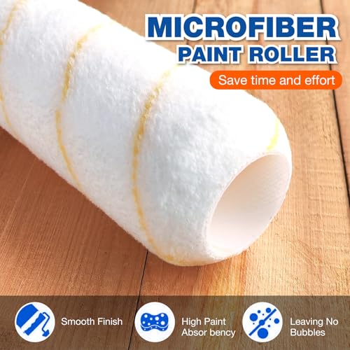 18 Pcs Paint Roller Kit - 9" & 4" Paint Roller with Paint Tray - color: 18 Pack, 9" & 4" roller