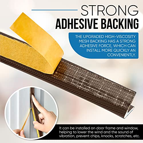 Adhesive V Shape Weatherstrip, Weather Stripping Door Seal Strip Foam Door Frame Insulation Side Jamb Bottom Groove Gap Filler Soundproof V Weatherstripping (Dark Brown, 1/2 in x 1/2 in x 26 Ft) - color: Dark Brown