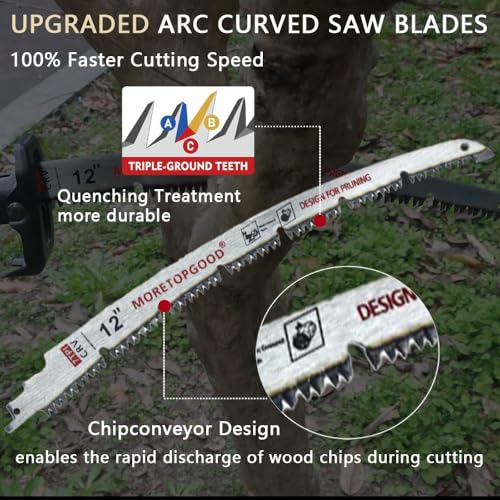 12 Inch Arc Edge Reciprocating Saw Blade with U-Groove Chip Removal Design, 7TPI Japanese Teeth with Arc-Curved Saw Blades for Wood Pruning, Tree Trimming & Wood Cutting, 3‑Pack - size: 12 Inch