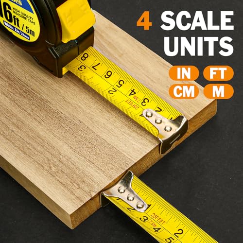 Tape Measure 16 ft, 8 Pack Bulk Easy Read Measurement Tape, Self-Locking Measuring Tape Retractable 16 FT by 1 in - color: 8 Pack