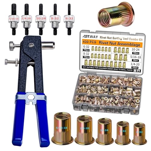ASKWAY Imperial Rivet Nut Tool Kit 430pcs, SAE Rivet Nut Combination