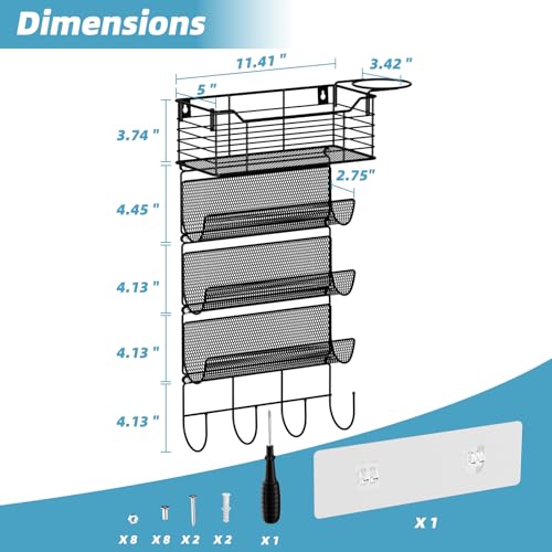 4 Tier Hair Tool Organizer Wall Mount, curling iron holder Basket, Black - color: 5 Tiers Black