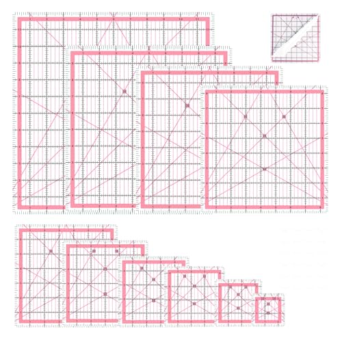 10 Quilting Rulers(2.5",3.5",4.5",5",6",7",8.5",9",10",12") - color: light pink