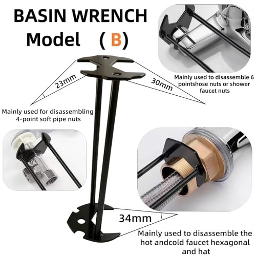 2Pcs Multifunctional Sink Wrench, Under Basin Faucet Plumbing Tool