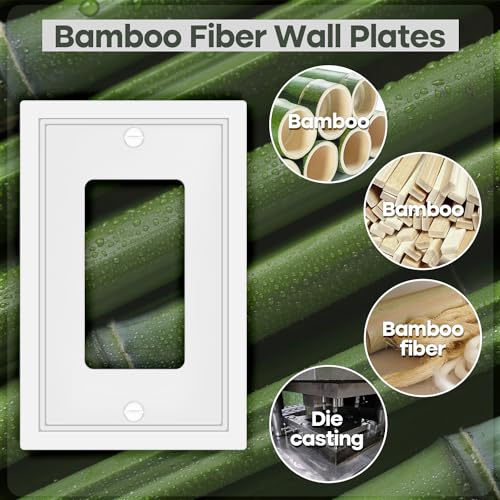 4 Pack Single Decorator Light Switch Cover Plate - Bamboo Fiber Material - size: 1 Gang Single Decorator