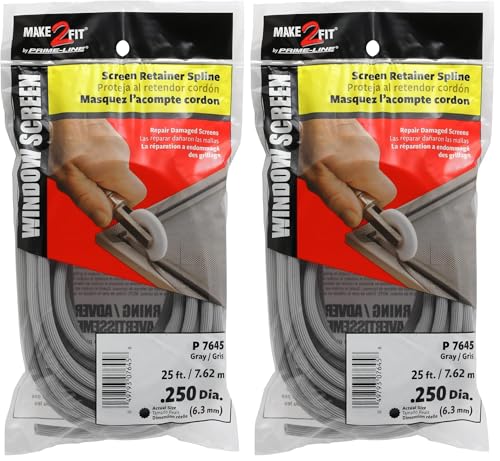 Make-2-Fit P 7645 Screen Retainer Spline, 0.250 in., 25 Foot, Gray (1 Roll) (Pack of 2) - size: 1 Count (Pack of 2)
