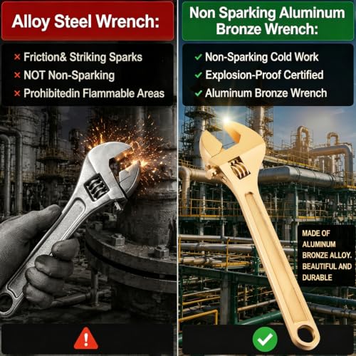 Hicarer 4 Inch Non-Sparking Adjustable Wrench, Aluminum Bronze Tool - size: 4 Inch/ Open Max 13mm