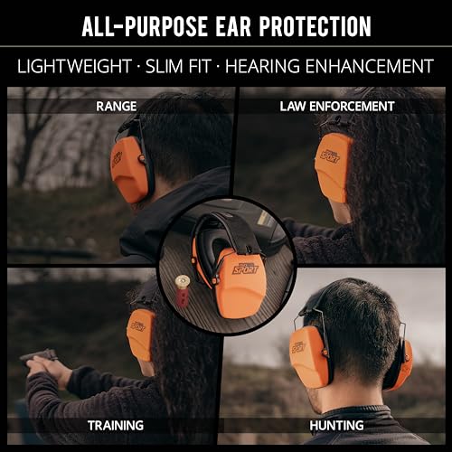 ISOtunes DEFY Slim Passive Earmuffs: Noise Isolating Over-Ear Hearing Protection with Foam Cushions, and Adjustable Headband - color: Safety Orange