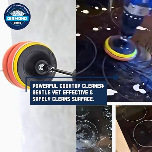 Diamond Shine 21-Piece Drill Power Scrubber Attachment Set – Scrub Brushes, Hook-and-Loop Pads, Sponges & 6" Extension for All-Purpose Cleaning