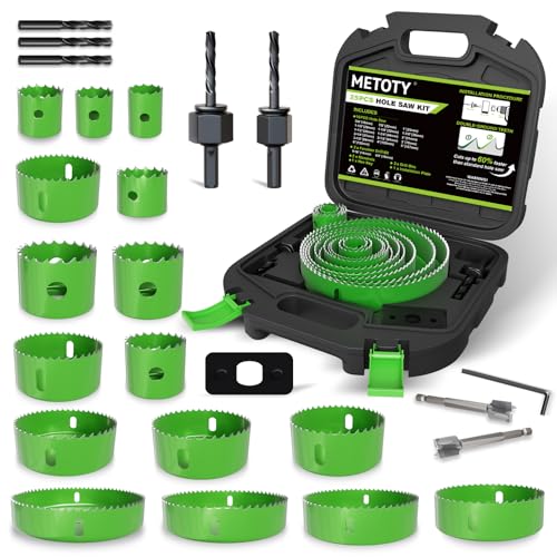 27 Piece Hole Saw Set - High Carbon Steel 19-152mm (3/4" to 6") Blades for Drywall, Softwood, Plastic, and PVC; Professional Grade with Instant Support - size: 27PCS(3/4" to 6"/19-152mm )