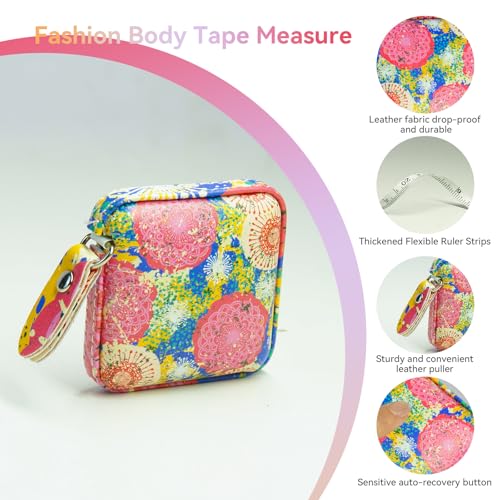 Mini Retractable Soft Tape Measure for Sewing, Fabric, Body Measurements - color: peony+Cherry