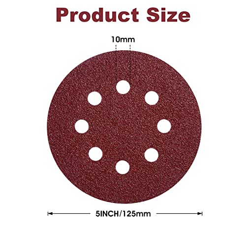 S SATC 150 PCS Sanding Discs 5-Inch 8-Hole Aluminum Oxide Sandpaper for Woodworking Hook and Loop Adhesive for Random Orbital Sander 40 Grit - style: 150PCS 5 Inch 40 Grit