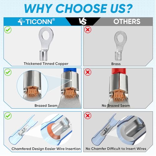 TICONN 400 Pcs Heat Shrink Wire Connectors, Marine Crimp Ring Terminal Kit - style: 400PCS Combo