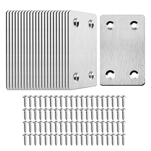 Flat Metal Straight Brace Bracket, Pack of 20, 2.4" x 1.5"
