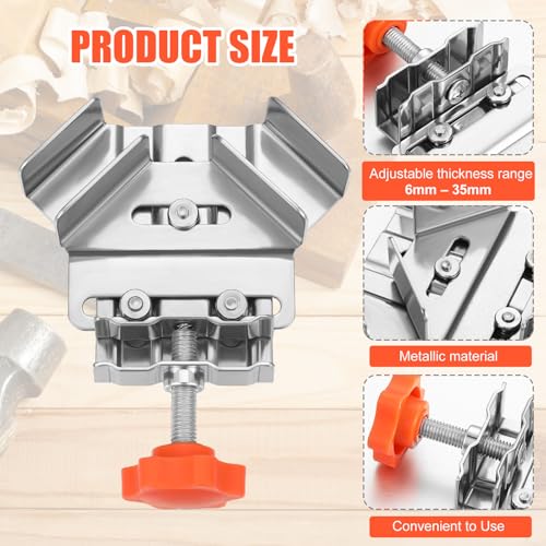 Hicarer 4 Pcs 90° Right Angle Clamp for Woodworking, Stainless Steel