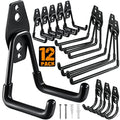 HUPBIPY 12 Pack Garage Hooks Heavy Duty, Wall Mount Ladder Hooks - color: 12 Pack Black