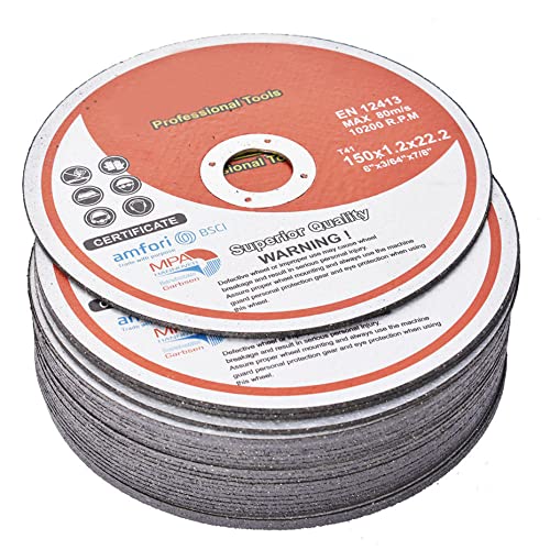 kimllier 100 Pack Cut Off Wheel 6 Inch x 0.045 Inch x 7/8 Inch Metal and Stainless Steel Cutting Discs Fit for Angle Grinders