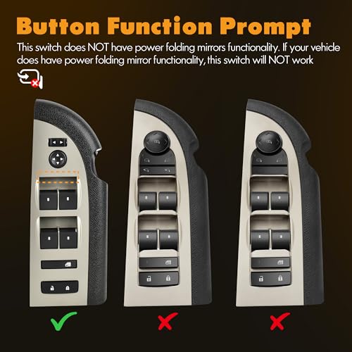 YBC Front Driver Side Power Window Switch for 2007-2009 Silverado Sierra - style: 2007-2009