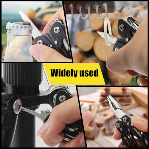 Lasnten 10 Sets Multitool Pliers Stainless Steel Foldable with Pouch,Black - color: Black