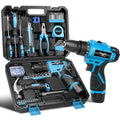 JENABOM 146-Piece Home Tool Set with 12V Blue Cordless Drill - color: Blue