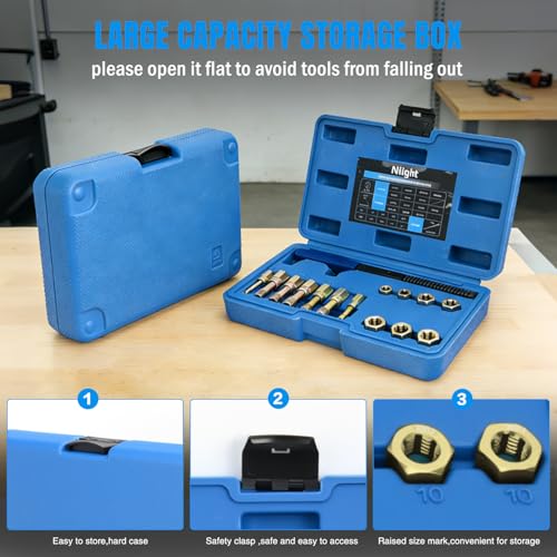 Nilight 15PCS Metric Thread Chaser Set with Case Universal M6 M8 M10 M12 - size: 15PCS Metric