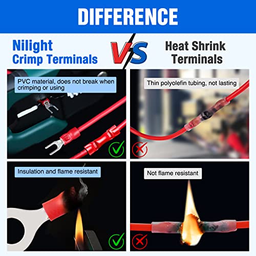 Nilight 540PCS Mixed Quick Disconnect Insulated Crimp Electrical Terminals - color: 540PCS Mixed Crimp Terminals