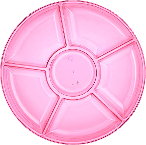 Plasticpro 6 Sectional Round Plastic Serving Tray/Platters Pink Pack of 2 - color: Pink