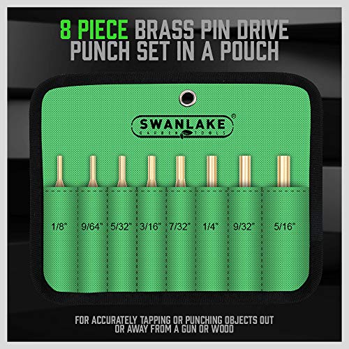 SWANLAKE 8-Piece Brass Punch Set, Removing Repair Tool1/8" - 5/16" Brass Pin Drive Punch Set - color: Brass Punch - Brass