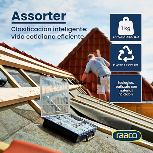 Raaco Assorter 6-12 Tool Box Organizer, 12-Slot Small Parts & Hardware - size: Compact –12 Slots, style: Fixed Grid