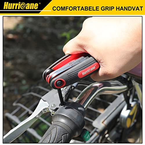 HURRICANE 25-Piece Folding Allen Wrench Set, SAE/Metric/Torx Hex Key Set with 270° Swivel Blades, 3-Pack Portable Key Tool for Bike Repair, Home DIY,and General Applications