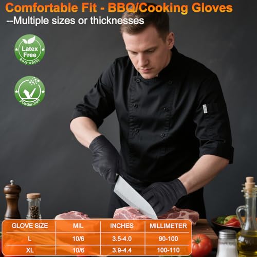 ANBOSON BBQ Gloves Disposable, Heat Resistant Grilling Gloves for Cooking - size: Large, style: 10mil Nitrile