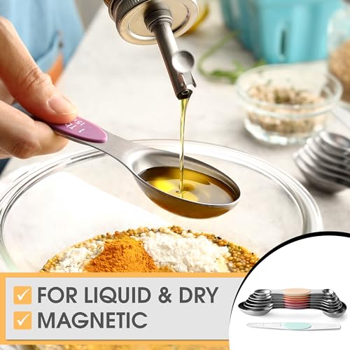 Spring Chef Stainless Steel 8 Magnetic Measuring Spoons Set, Desert Sunset - color: Desert Sunset, size: 1-Pack