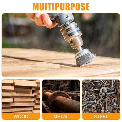 9Pcs Wire Brushes for Cleaning Rust, Small Wire Brush, Wire Wheel for Drill Steel Brush for Cleaning with Nylon, Brass, Stainless Steel, and Carbon Steel Bristles - 7-Inch Handle & 1/4-Inch Hex Shank
