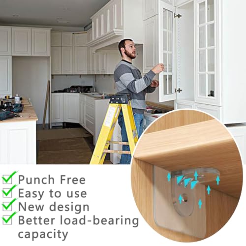 20 Pieces Plastic Shelf Support Peg,Self Adhesive Bracket,Partition Pin for Furniture Kitchen Cabinet Book Shelves Closet Brackets Clapboard Layer