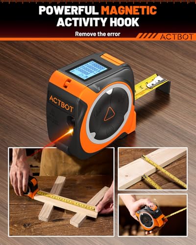 2-in-1 Digital Laser Tape Measure: 197ft & 16ft Professional Accurate Tape Measuring Tool, Ft/Ft+in/in/M, Pythagorean, Area, Volume Rechargeable Laser Measure for Construction DIY Woodworker