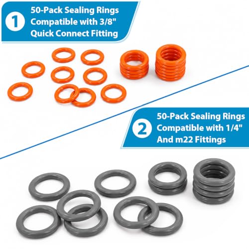 ZDBB 100 Pcs Pressure Washer O Rings for 1/4", 3/8" Quick Connect & M22 - size: 100 PCS
