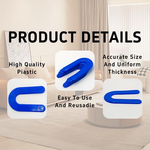 50PCS Horseshoe Tile Spacers, 1/16 Inch U-Shape Plastic Structural Shims for Tile Leveling System, Blue Tile Leveling Clips for Ceramic Floor and Wall Installation - size: 1/16 Inch