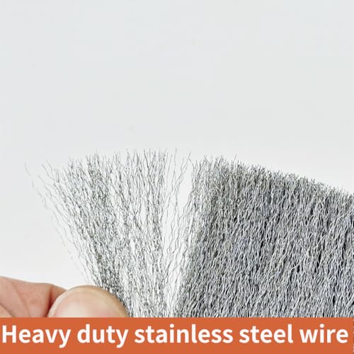 HOKLNUSE Stainless Steel Wire Brush Set 4-Piece Cleaning Brushes with Wooden Handle for Rust and Paint Removal