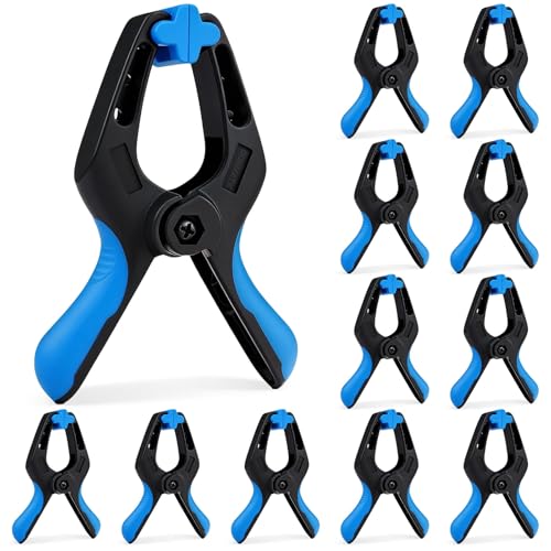 12 Pack 4 inch Heavy Duty Spring Clips, Plastic Spring Clamps for Woodworking, Backdrop Stand, Pool Cover, Photography, Crafts - size: 4" Pack of 12