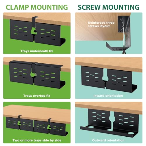 KEEGH 16 in Under Desk Cable Management Tray, Metal Cable Tary, 1 Pack - color: Black, size: 1 Pack