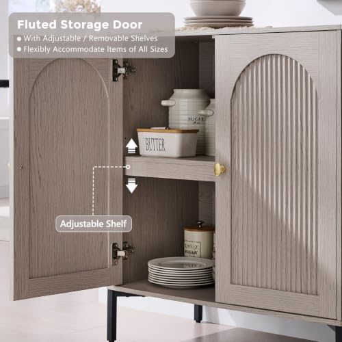 IFGET 34"Tall Modern Arch Sideboard Buffet Cabinet with Storage, Light Grey - color: Light Grey, size: 1 Piece