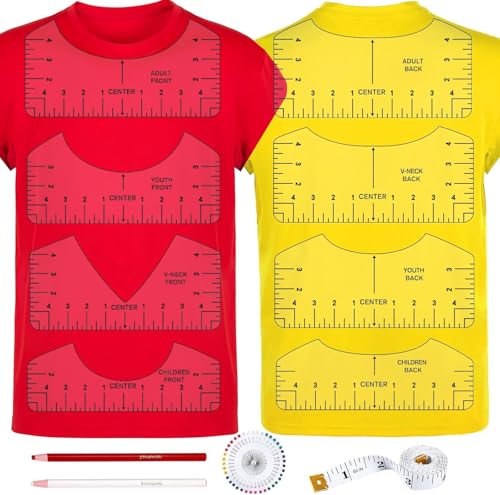 12pcs Tshirt Ruler Guide for Vinyl Alignment, T Shirt Measurement Accessories Tools for Cricut Heat Press & Cameo & HTV Transfer Vinyl, Stocking Stuffers Gifts for Women，Christmas Gifts for Mom - style: Tshirt Ruler-12-Balck